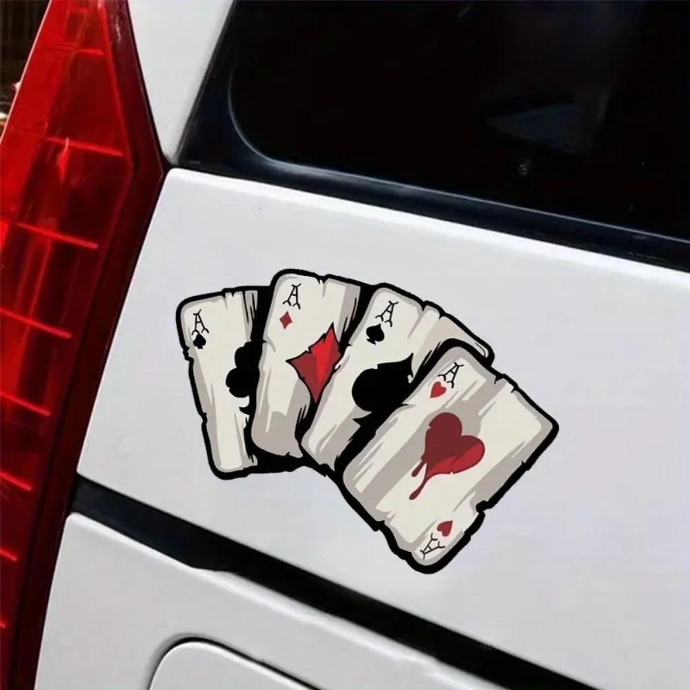 Poker Spades A Pattern Motorcycle Decals, Motocross Fuel Tank Cafe Racer Body Car Windows Funny Decoration Playing Card Stickers