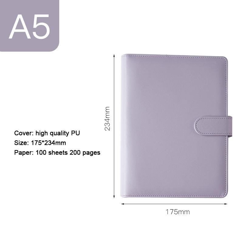 

(Бесплатная гравировка логотипа) Студенческий блокнот A5/A6 в твердом футляре с магнитной пряжкой, содержит металлический переплет, дневник, блокнот, справочник A5 блестящий лаванды