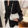 Vintage Pleated Pearl Chain Sling Shoulder Bags Soft Leather Crossbody Bags for Women  New Chinese Fashion Female Handbags