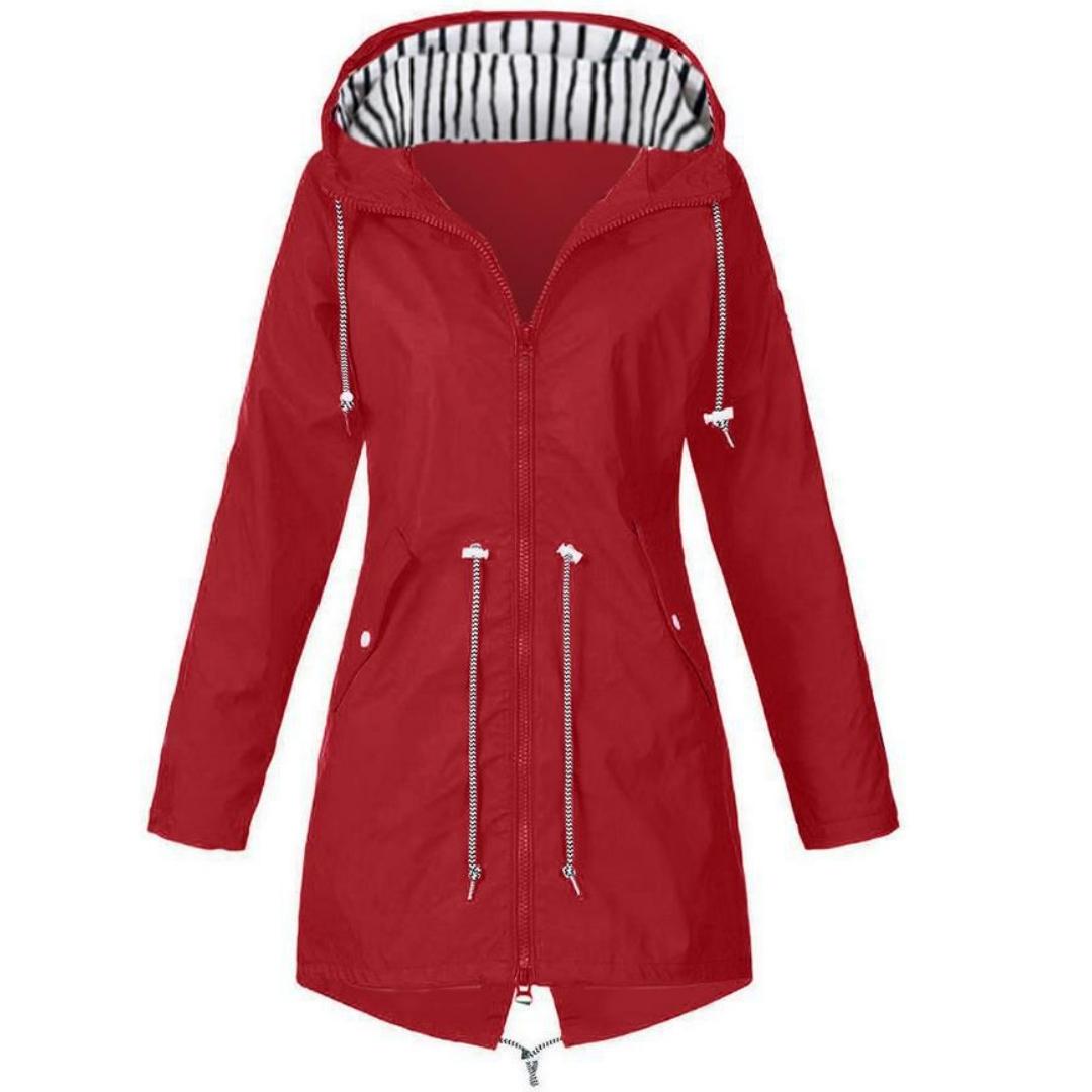 

Женские ветровки с капюшоном в полоску на шнурке Водоотталкивающая ветровка с длинными рукавами Негабаритный свободный плащ средней длины на молнии ветрозащитные куртки 4XL