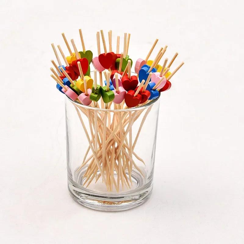 100PCS  Fruit Stick Bamboo Pick Buffet Cupcake Fruit Fork Party Dessert Salad Stick Cocktail Skewer For Wedding Decor