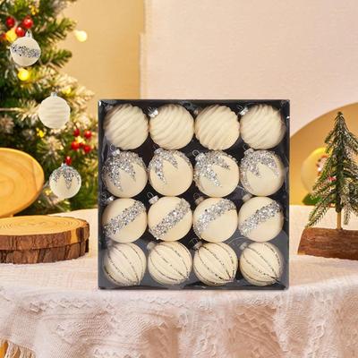 16 Pieces Velvet Christmas Ball Ornaments Decoration Home Decor Shatterproof Decorative