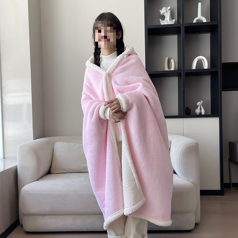 Extra Large Baby Velvet Nap Blanket & Hooded Cape - Thick, Cozy Autumn/Winter Shawl