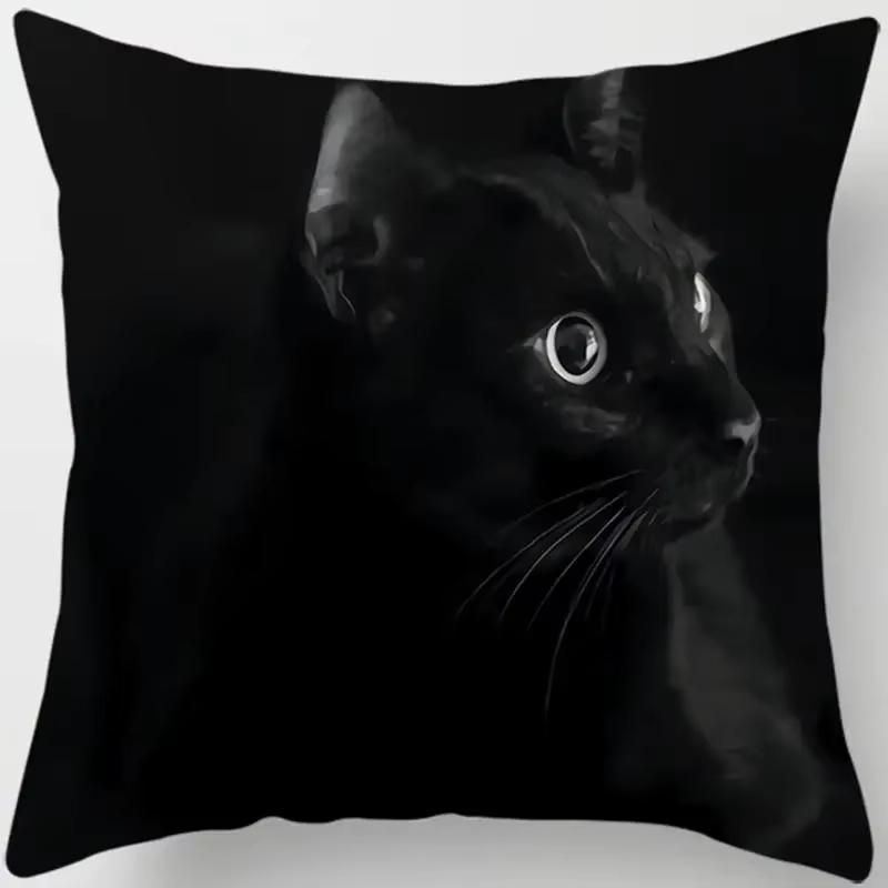 Cartoon Cat Printed Square Pillowcase Home Bedroom Car Sofa Cushion Cover