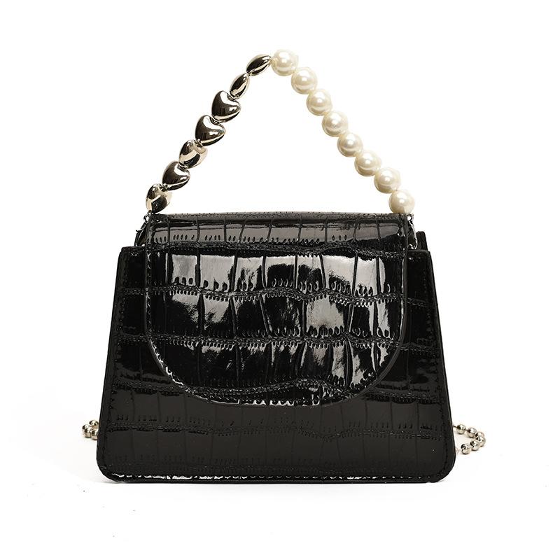 

ins wind лето новый лазерный камень узор цепочка сумка глянцевый жемчуг любовь сумка мини сумка-мессенджер сумка чёрный