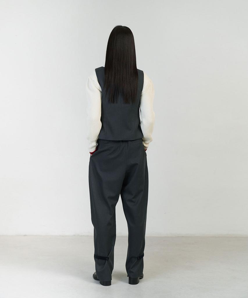 Amomento Solid Wide Tuck Wool Pants_Charcoal