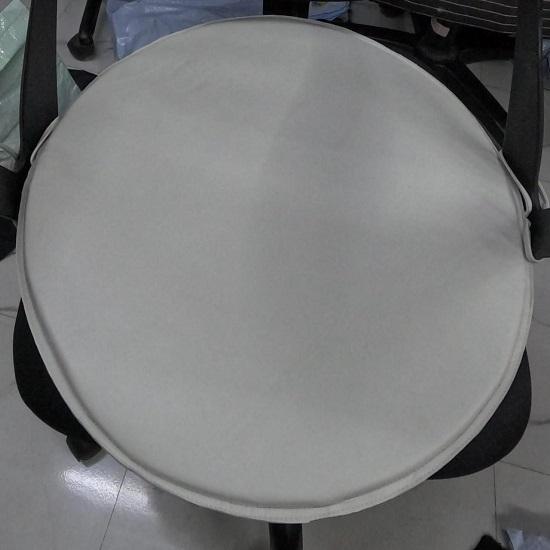 Noora Lambskin Leather ROUND WHITE CHAIR Pad With TIES | Rounded Shape Chair Pad | Dining Chair Round Leather Seat Cushion for Stool |