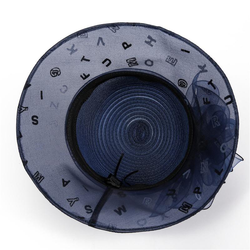 Elegant temperament organza hat women's spring summer bucket hat versatile top hat travel sun hat