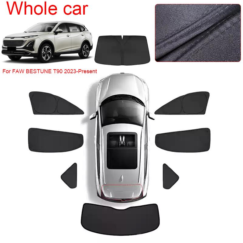 Car Black Window Privacy Sunshade For FAW BESTUNE T90 2023-Present Auto Anti-UV Heat Insulation Protect Cover Interior Accessory