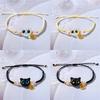 Lucky Blue Big Eye Black Cat Bracelets for Women Men  Cartoon Animal Handmade Braided Bracelets Couple Jewelry Gifts