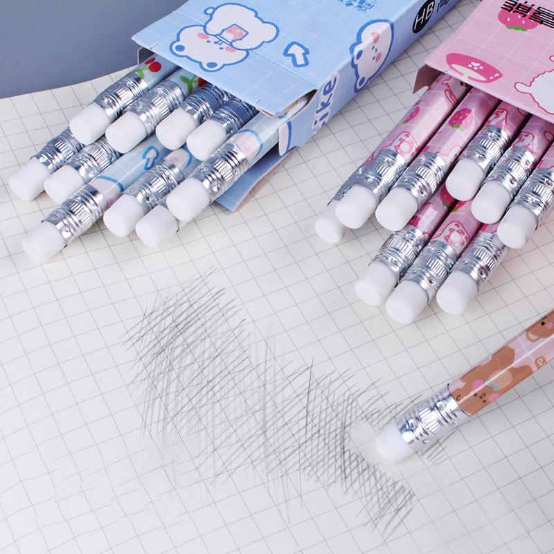 10Pcs Graphite Pencil Set Korean Kawaii Stationery Pencils For Children School Writing Drawing Art Supplies