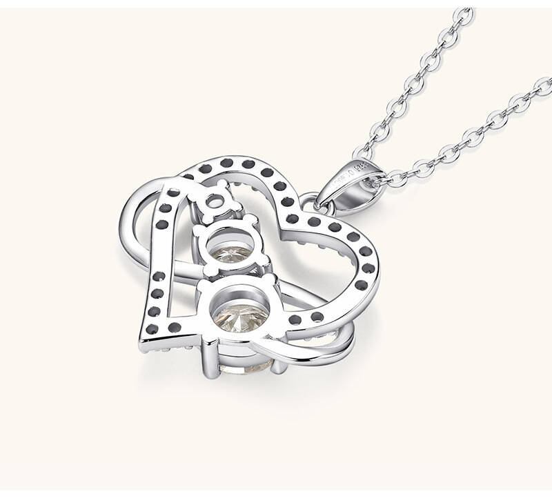 Sterling Silver Moissanite Multicolor Necklace For Women Heart Pendant Necklace Fine Jewelry Christmas Gift
