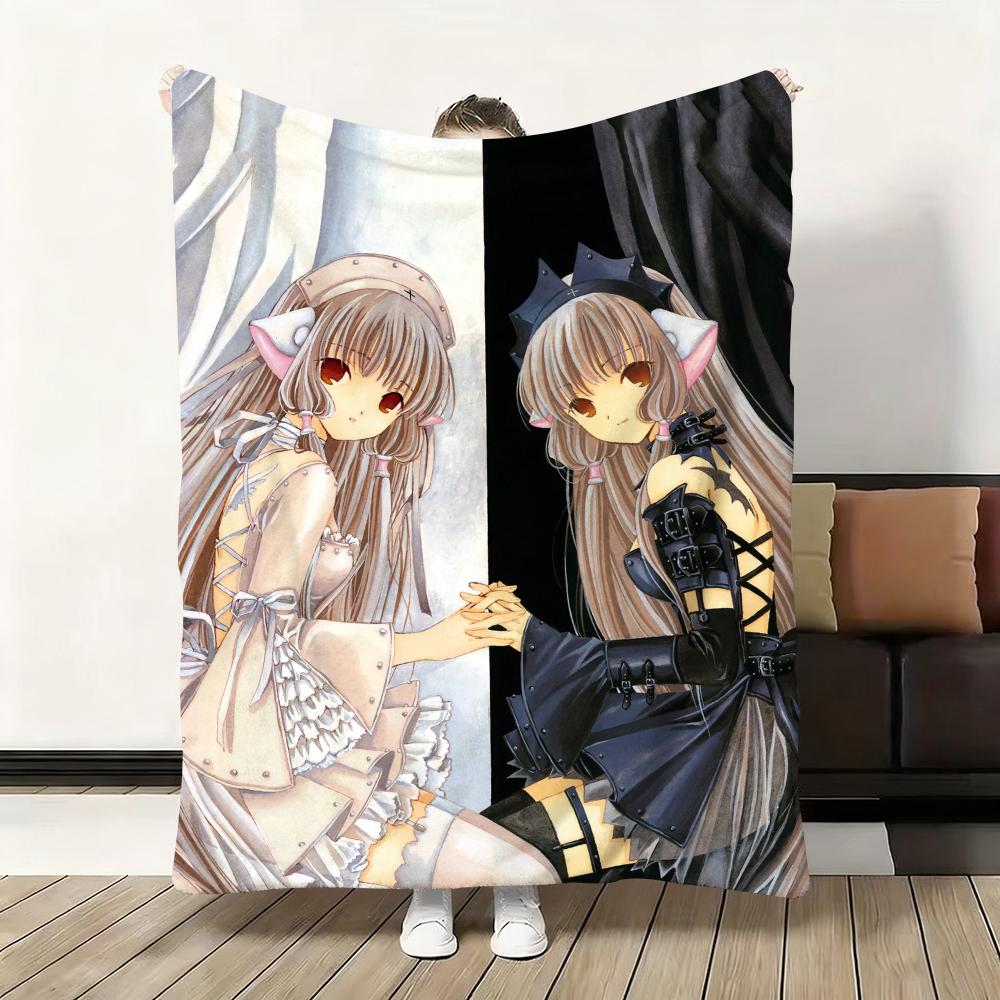 C-Chobits Cartoon Cute Anime Throw Flannel Fluffy Soft Blanket Warm Skin-Friendly Throw for Sofa Bed Office Nap Winter