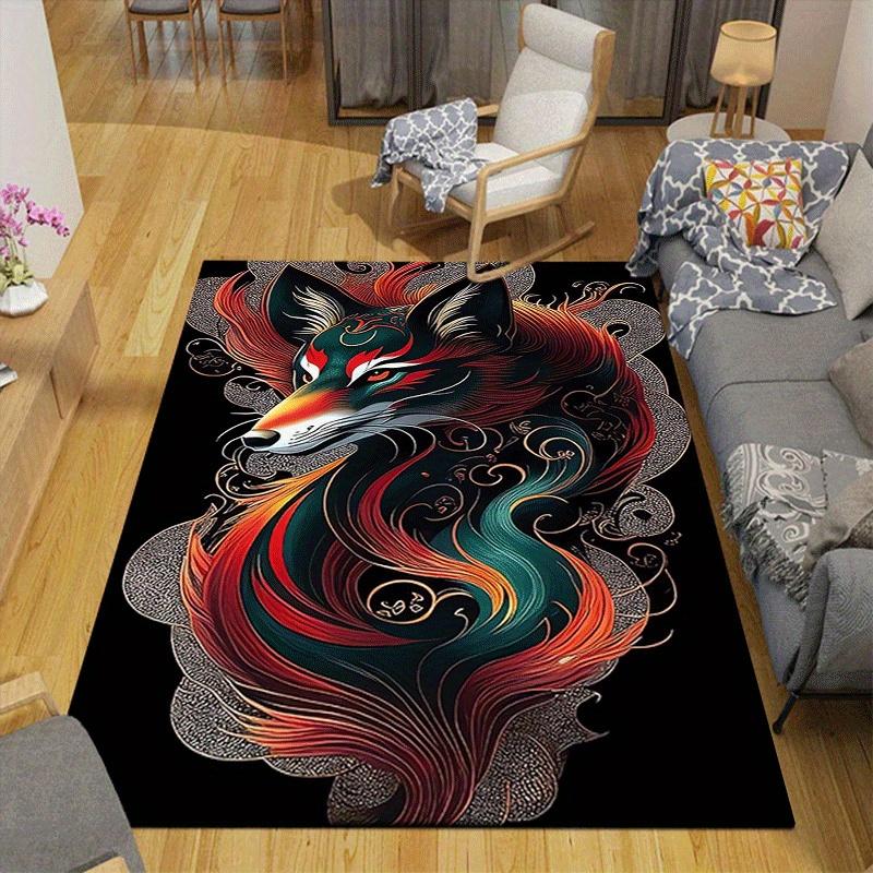 1pc Mysterious Fox Print, Design Indoor Area Rug, Soft, Anti-Slip, and Durable Gaming Room Decor for Bedroom, Living Room, and Exercise Rugs