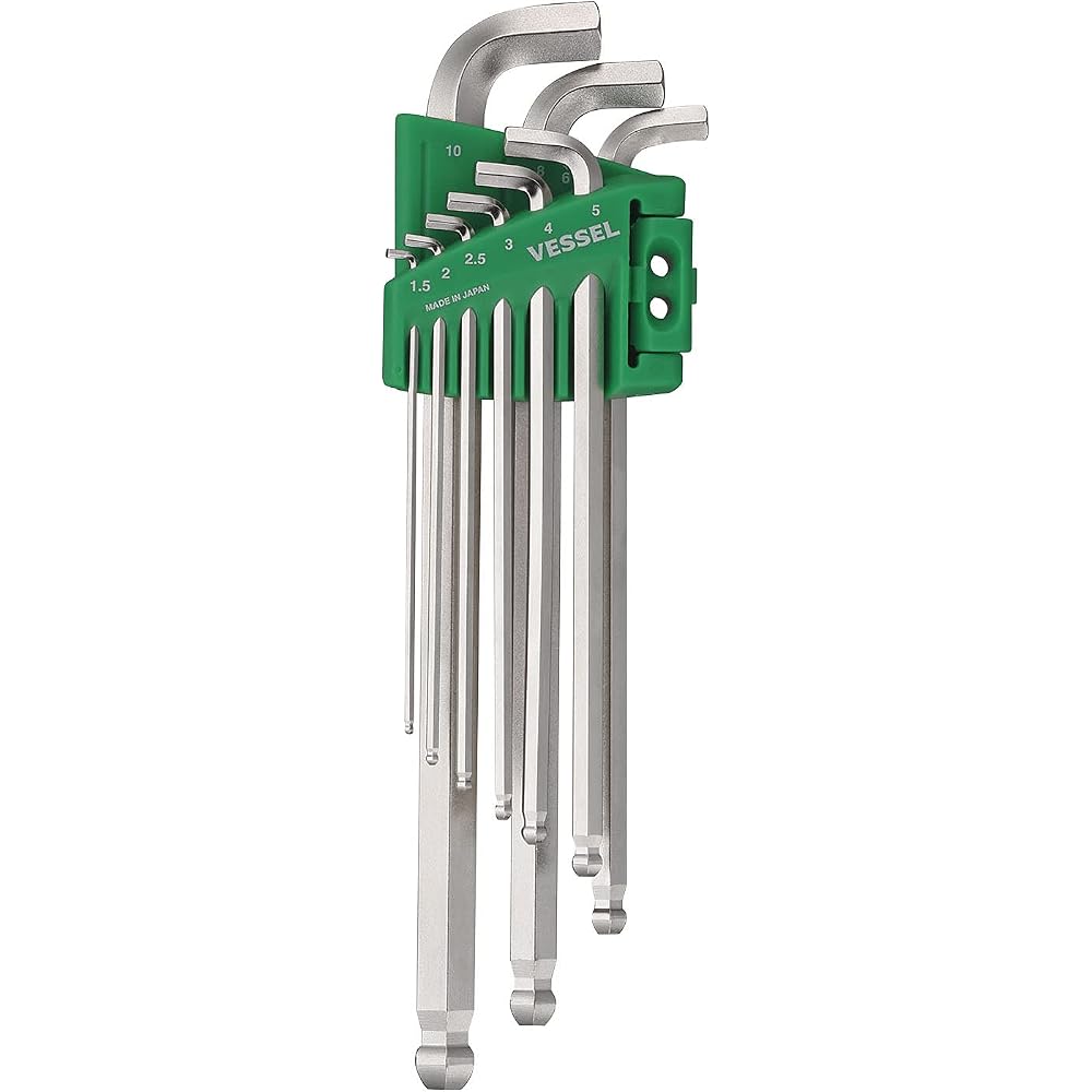 VESSEL (VESSEL) Hex Bar Ball Point L-type Wrench, Set of 9, Short Shaft, 8209BP