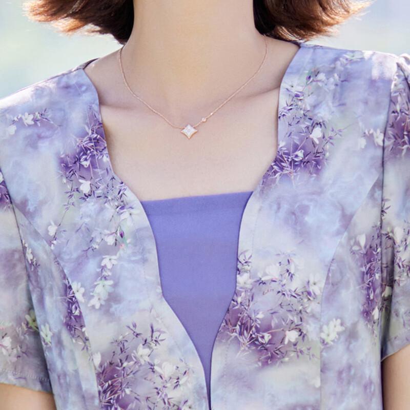 New Chinese Style Faux Two-Piece Chiffon Dress