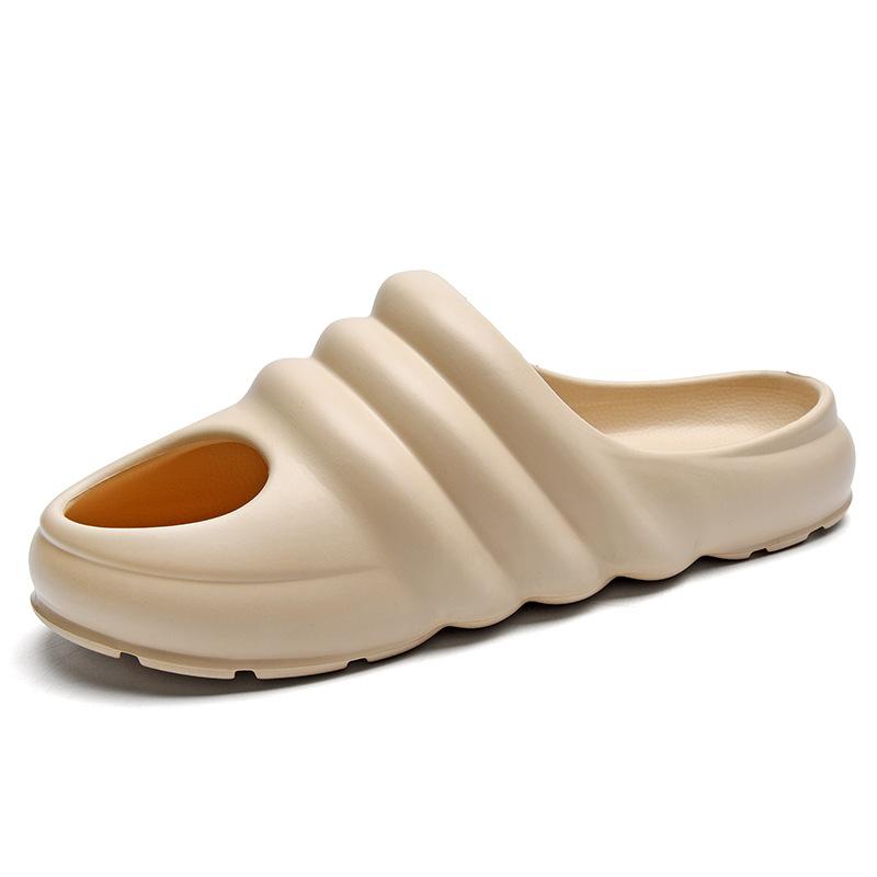 

Foreign trade large size summer new fashion trend casual coconut baotou sandals outdoor beach one-word slippers 37 бежевый