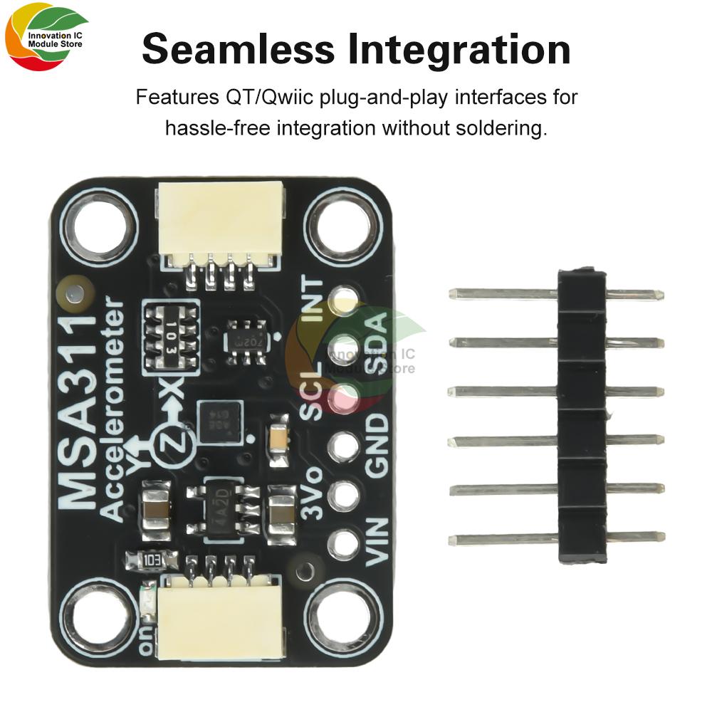 Dc 3-5V Msa311 Three-Axis Accelerometer Module Flight Control Sensor Compatible With Stemma Qt/Qwiic Pin Without Soldering