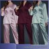 Premium Solid Color Kimono Long Sleeve & Pants Two-Piece Set for Casual Home Wear