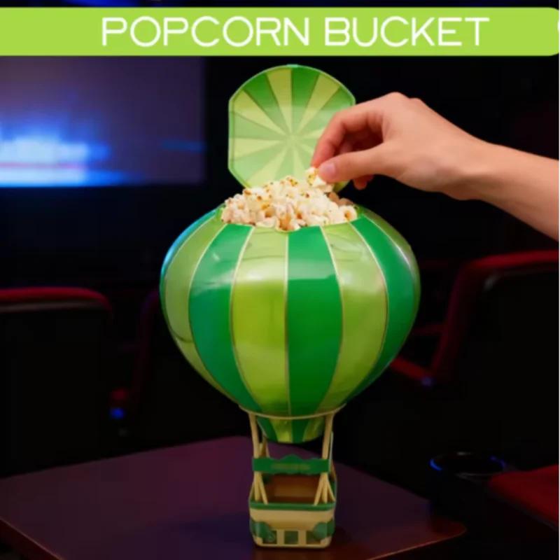 Reusable Food-grade Hot Air Balloon Popcorn Bucket Green Striped Storage Box Decor For Home Party Decoration
