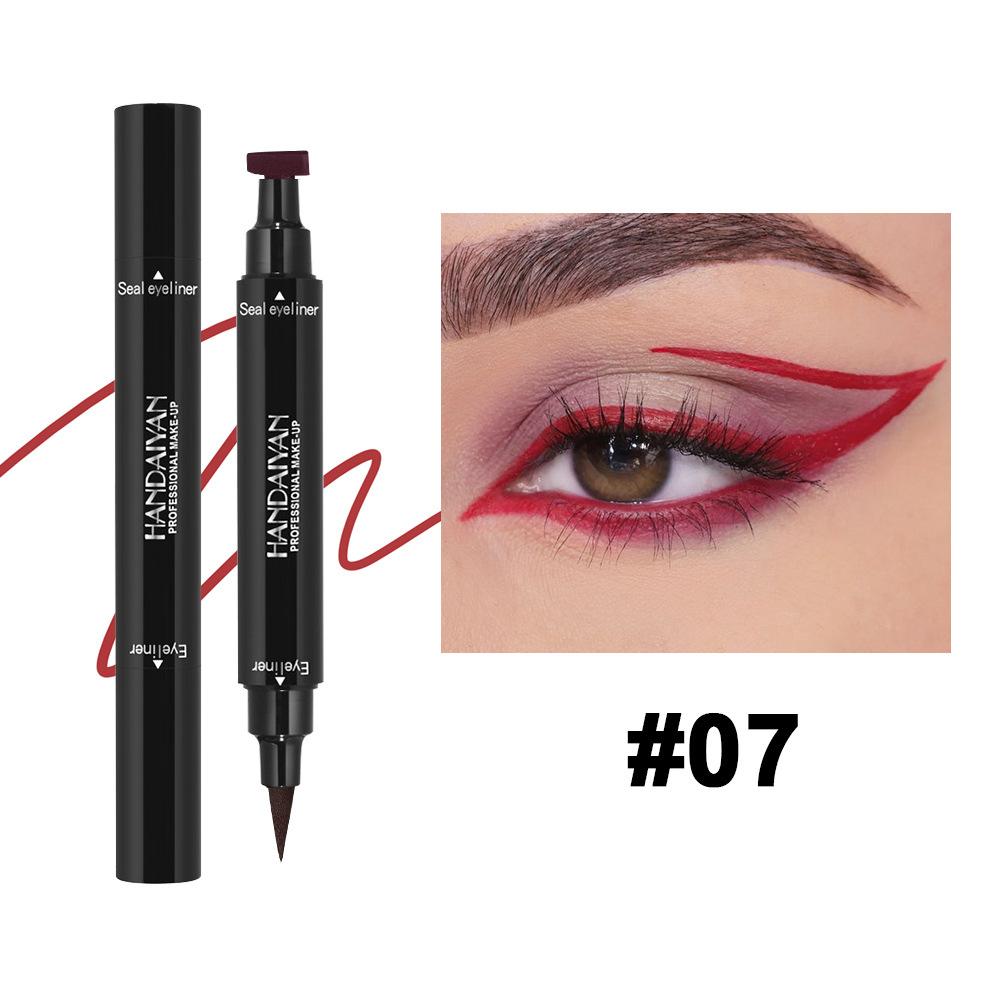 

HANDAIYAN 2 в 1 Подводка-штамп Микроточный треугольный наконечник Водостойкая формула с карбоновым черным пигментом