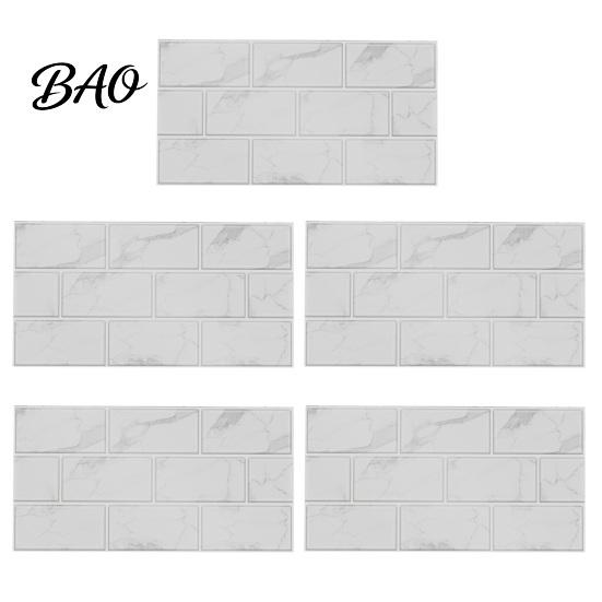 Retro Brick Pattern Wall Art 5Pcs Vintage Tile Stickers, Waterproof Oil?Proof Wallpaper, Peel Decorative Tiles for Home & Stick Backsplash