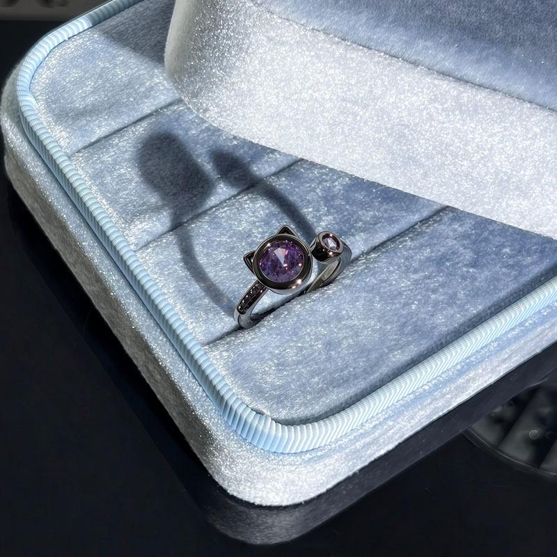 Exquisite Y2K Pink Cat Eye Stone Ring: Stylish, Sweet, and Fashionable Finger Accessory for Women