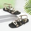 Fashion Cross Strap Flat Sandals Women's Elastic Beach Sandals