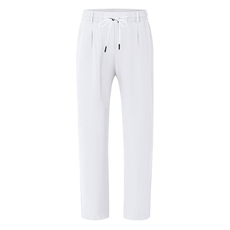 Čtyřsezónní pánské volné lněné ležérní jednoduché trendy široké plážové sportovní kalhoty pro muže