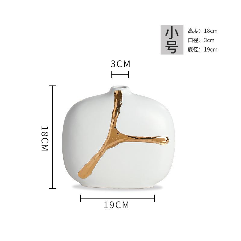 Vază Albă din Ceramică Creativă Ramuri Aurii Aranjament Floral Hidroponică Decorațiune Modernă pentru Casă Vază cu Flori pentru Nuntă