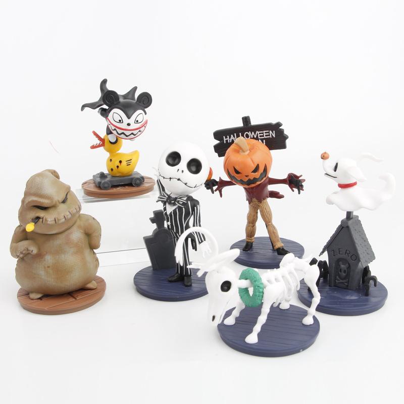 

7-11cm 6pcs/set Cartoon The Nightmare Before Christmas Jack Skellington Anime Movie Model Figure Toys Gift