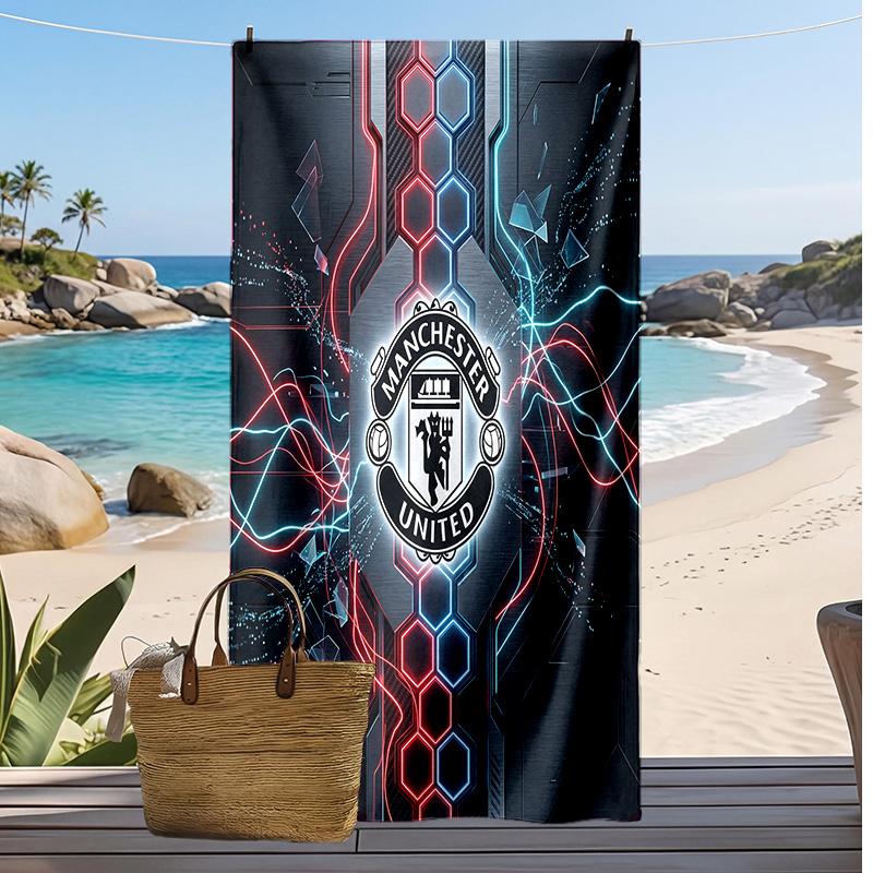 Manchester United Printed Beach Towel Quick Dry Soft TowelPortable Large Rectangular Beach Blanket for Travel Swimming Pool