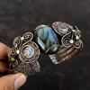 Labradorite Cuff Bracelet Copper Wire Wrapped Bangle Rainbow Moonstone Bangle Gemstone Adjustable Cuff Handmade Copper Jewelry Gift For Him