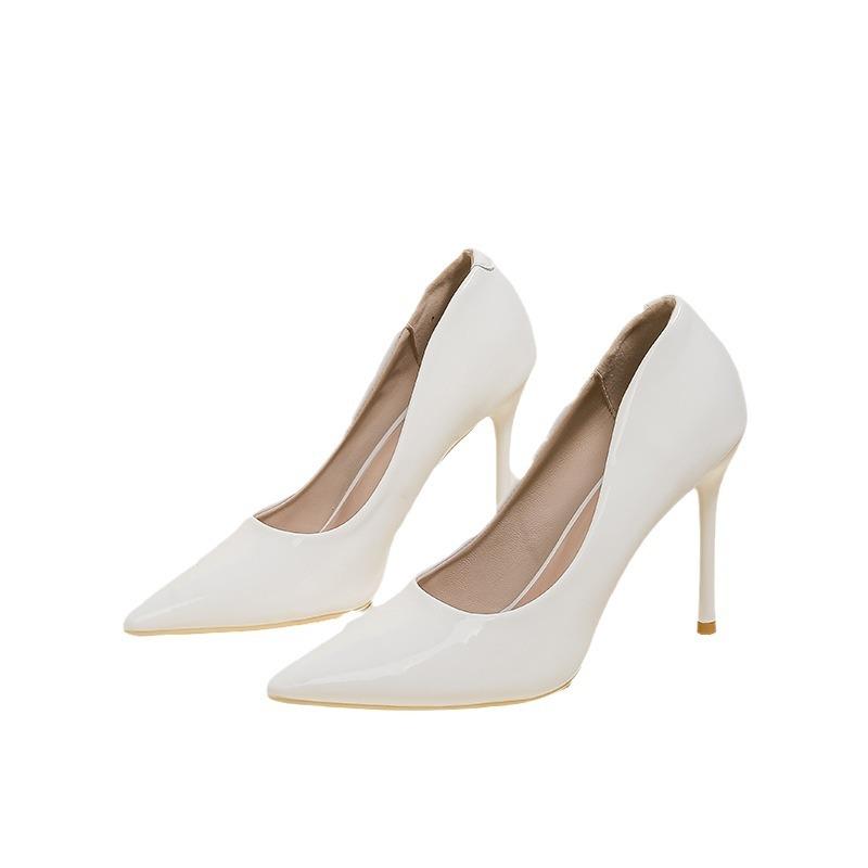 High heels women's thin heels early spring new white professional pointed design sense niche temperament celebrity nude shoes