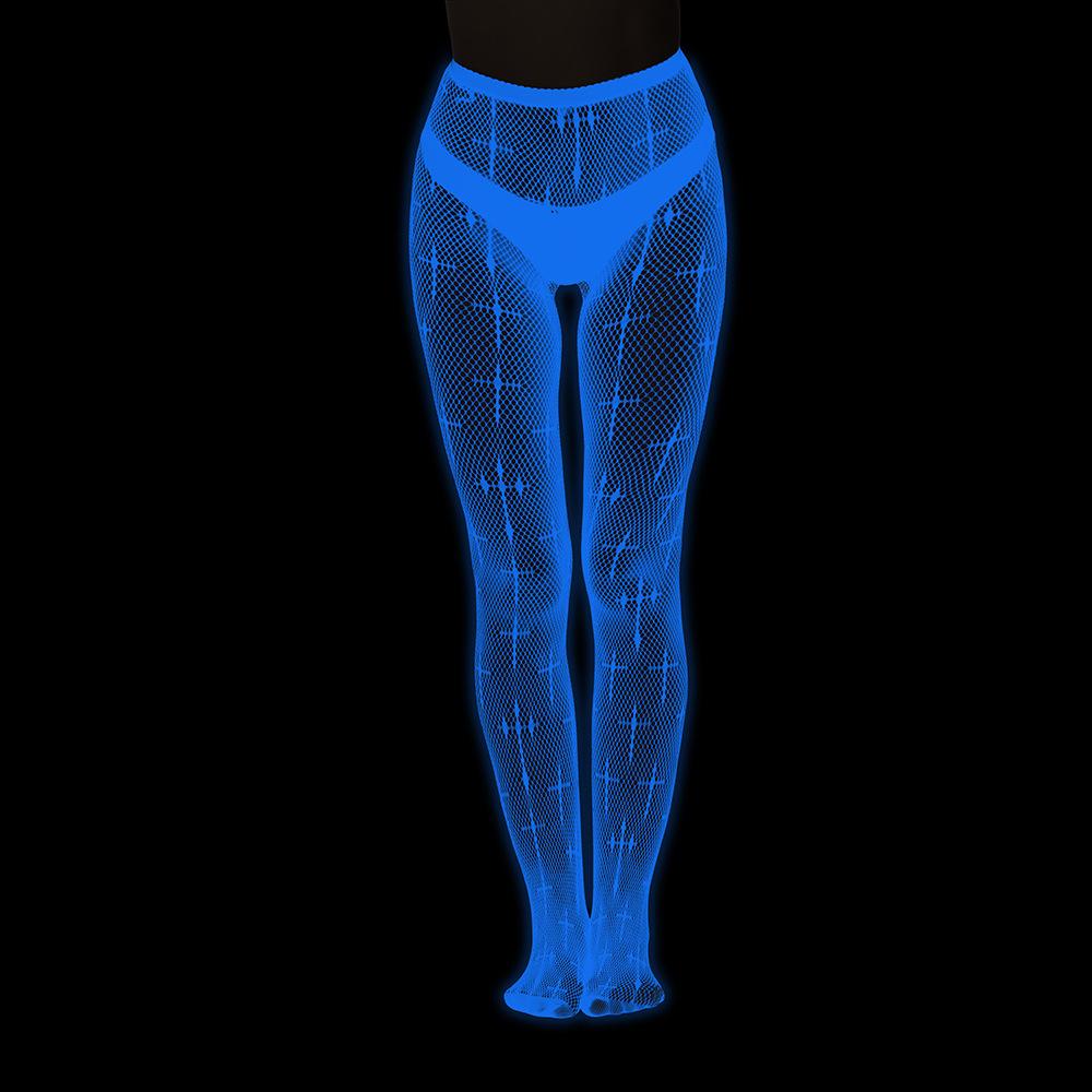 Night luminous leggings blue light pantyhose lace hollow luminous fishnet socks fluorescent sexy jacquard socks