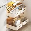 Kitchen Sliding Dish Rack Home Pull-out Drawer Bowl Storage Shelf Dish Drying Storage Box With Sliding Rail Kitchen Storage Rack