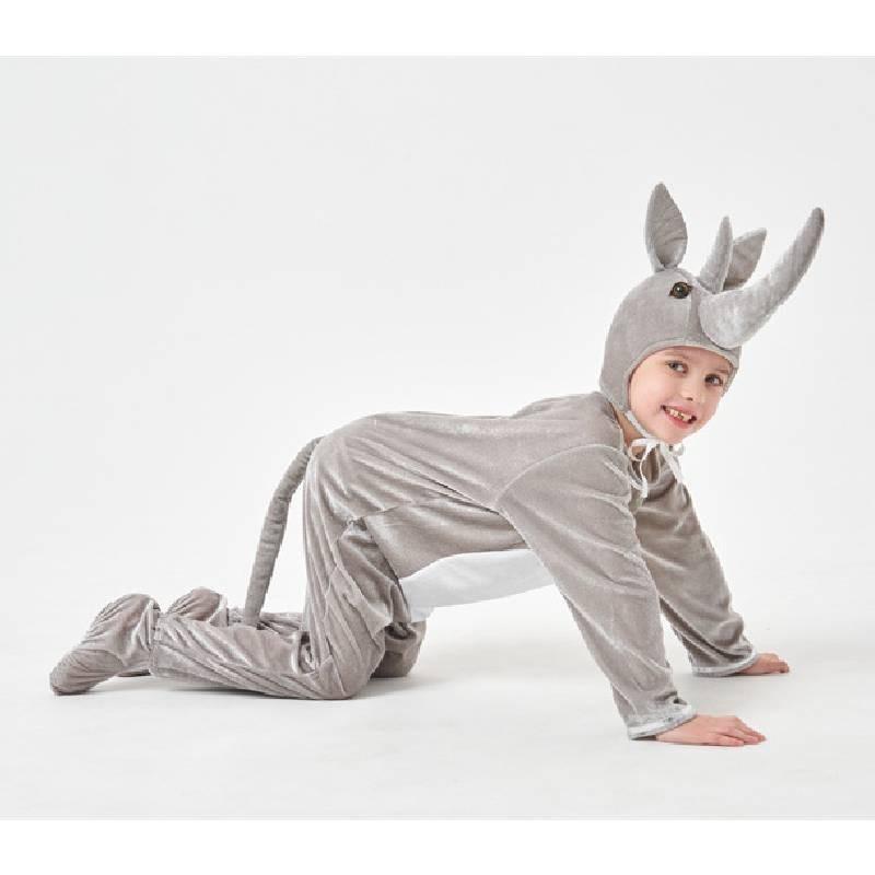 Cute Unisex Childrens Rhinoceros Animal Costume For Halloween Or Role Play In Polyester