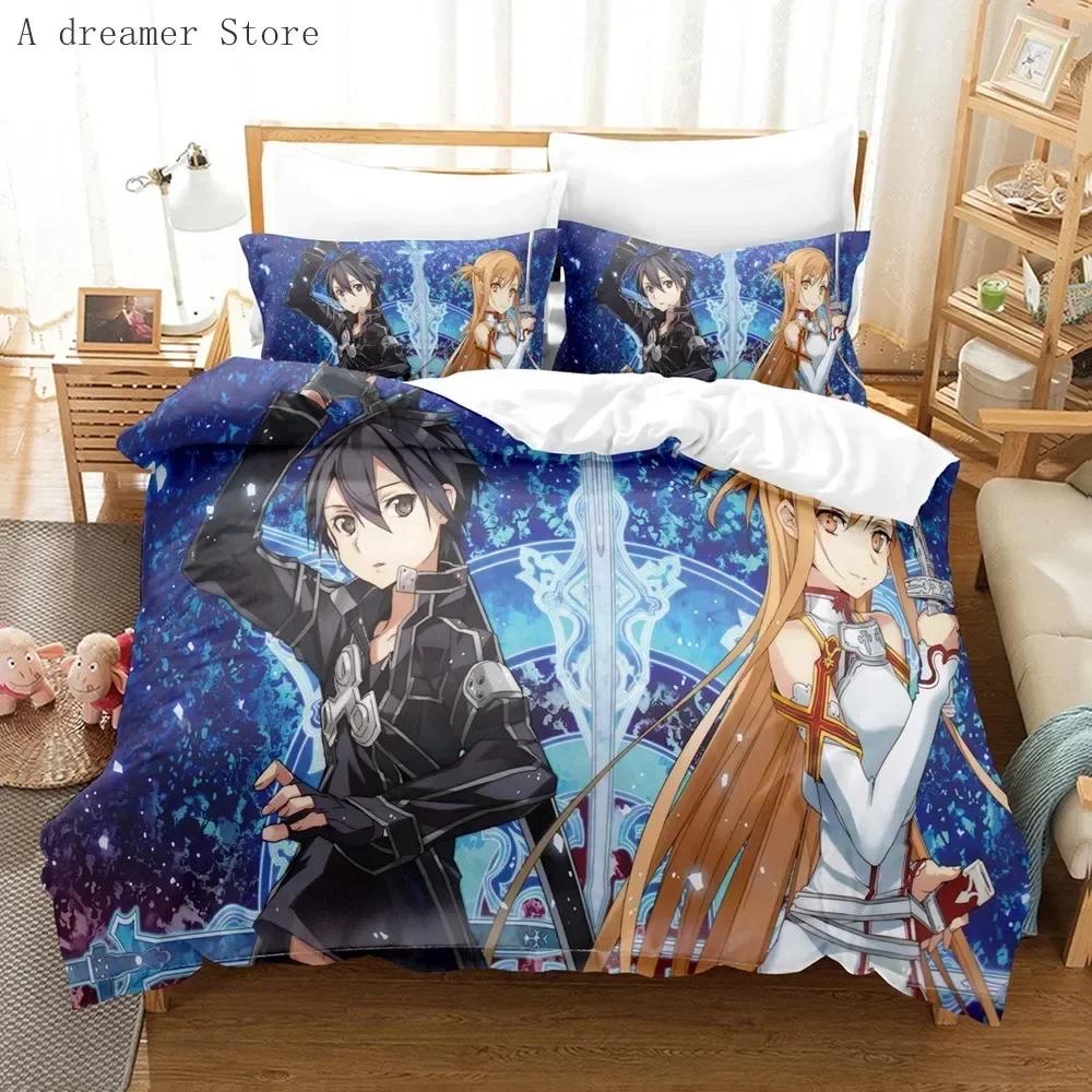 Anime Sword Art Online Comfortable Duvet Quilt Cover Pillowcase Bedding Set Children Bedroom Decoration Home Textile