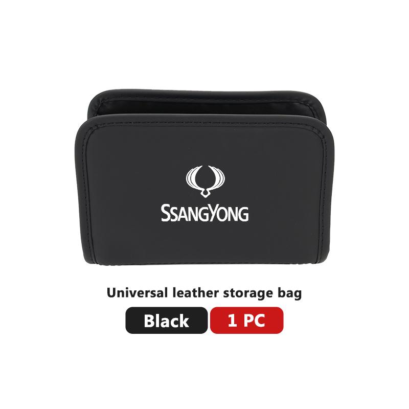 

Car Seat Side Keys Card Cup Phone Holder Leather Storage Box For SsangYong Sport Korando Rexton Musso Chairman Turismo Nomad