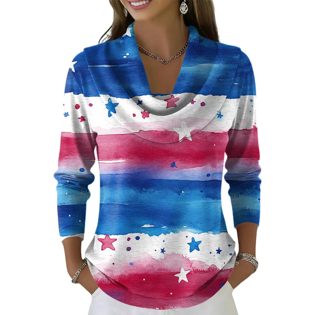 Dámský ležérní a módní svetr s dlouhým rukávem a potiskem, kulatým výstřihem