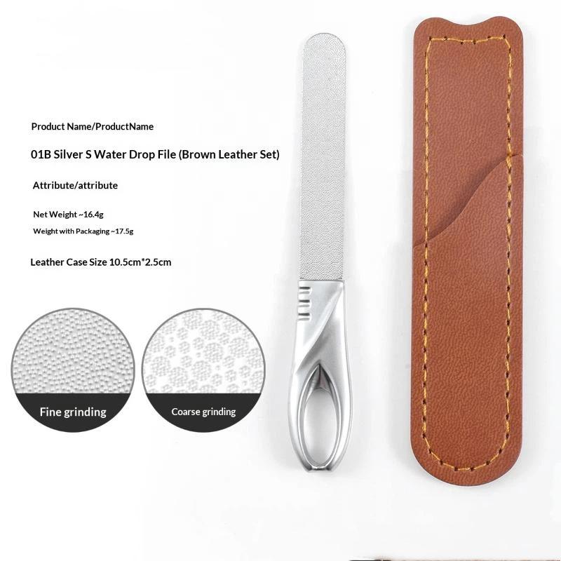 Stainless Steel Diamond Grit Nail File Hypoallergenic Durable Manicure Tool for Natural Acrylic Gel Nails Grooming