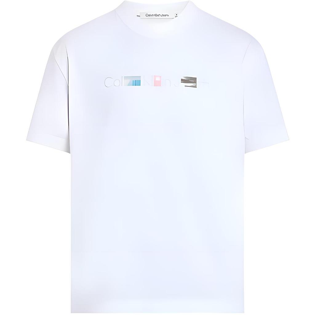 Calvin Klein Round Neck Printed Short Sleeve T-Shirt Men Tops White J30J325195-YAF