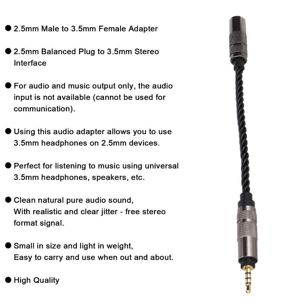 High Stereo Audio 2.5mm Balanced Male To 3.5mm Stereo Female  Sound Enhancement