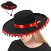 Wide Brim Mexican Hat Costumes Fuzz Ball Spanish-style Hat Mexican Sombrero Hats  Halloween