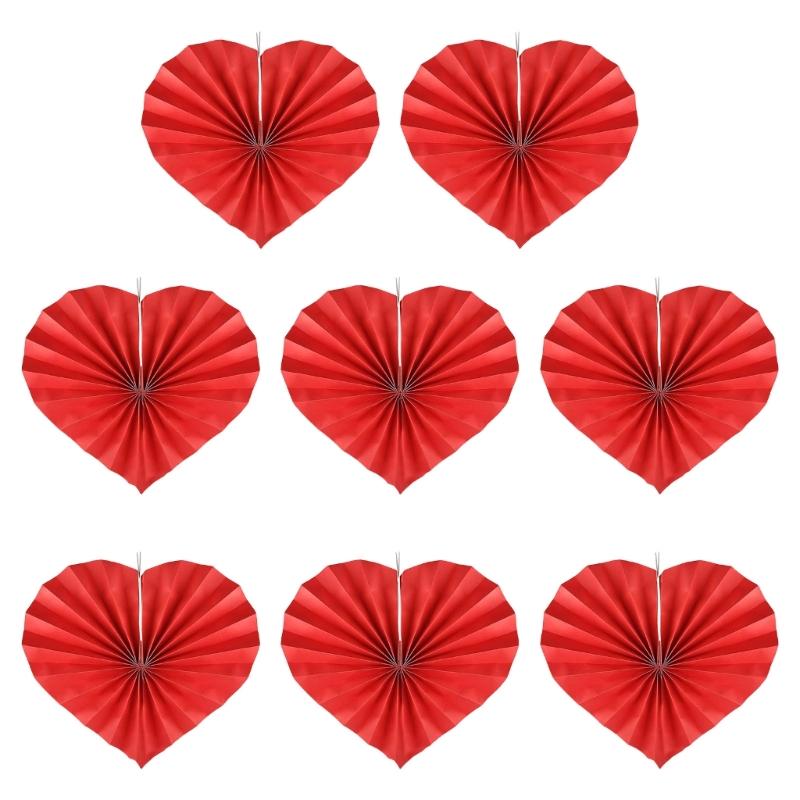 

8 Pieces Decorative Heart Fans for Weddings and Proposals Love Theme Folding Fan Engagement Party Home Decorations 1