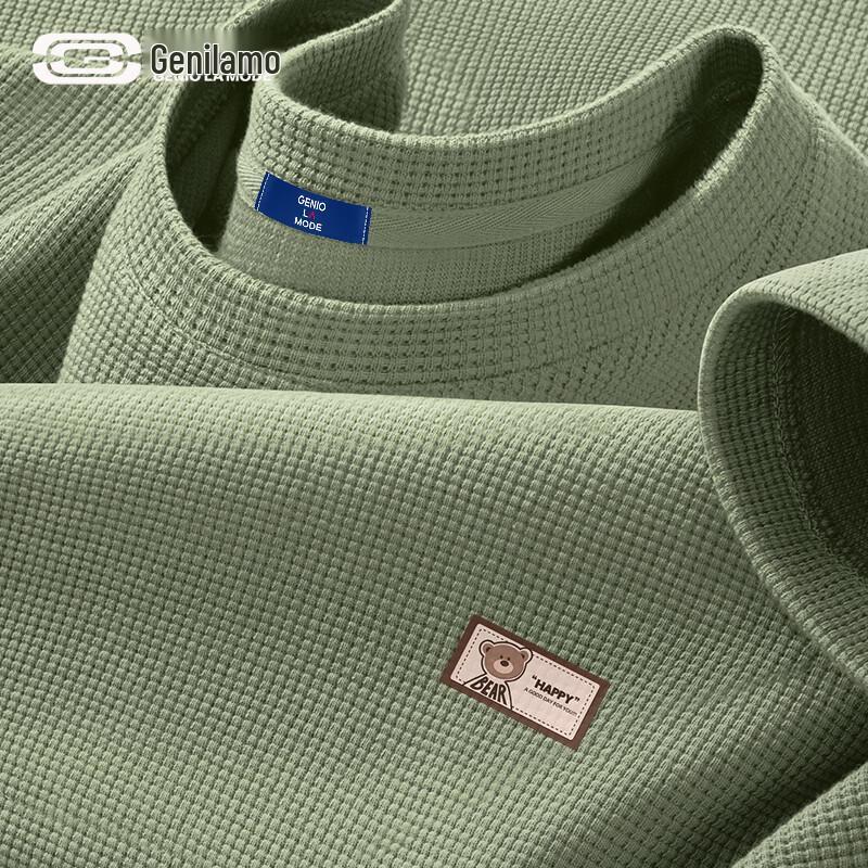 

GENIOLAMODE Men s Waffle Knit Short Sleeve T-Shirt M