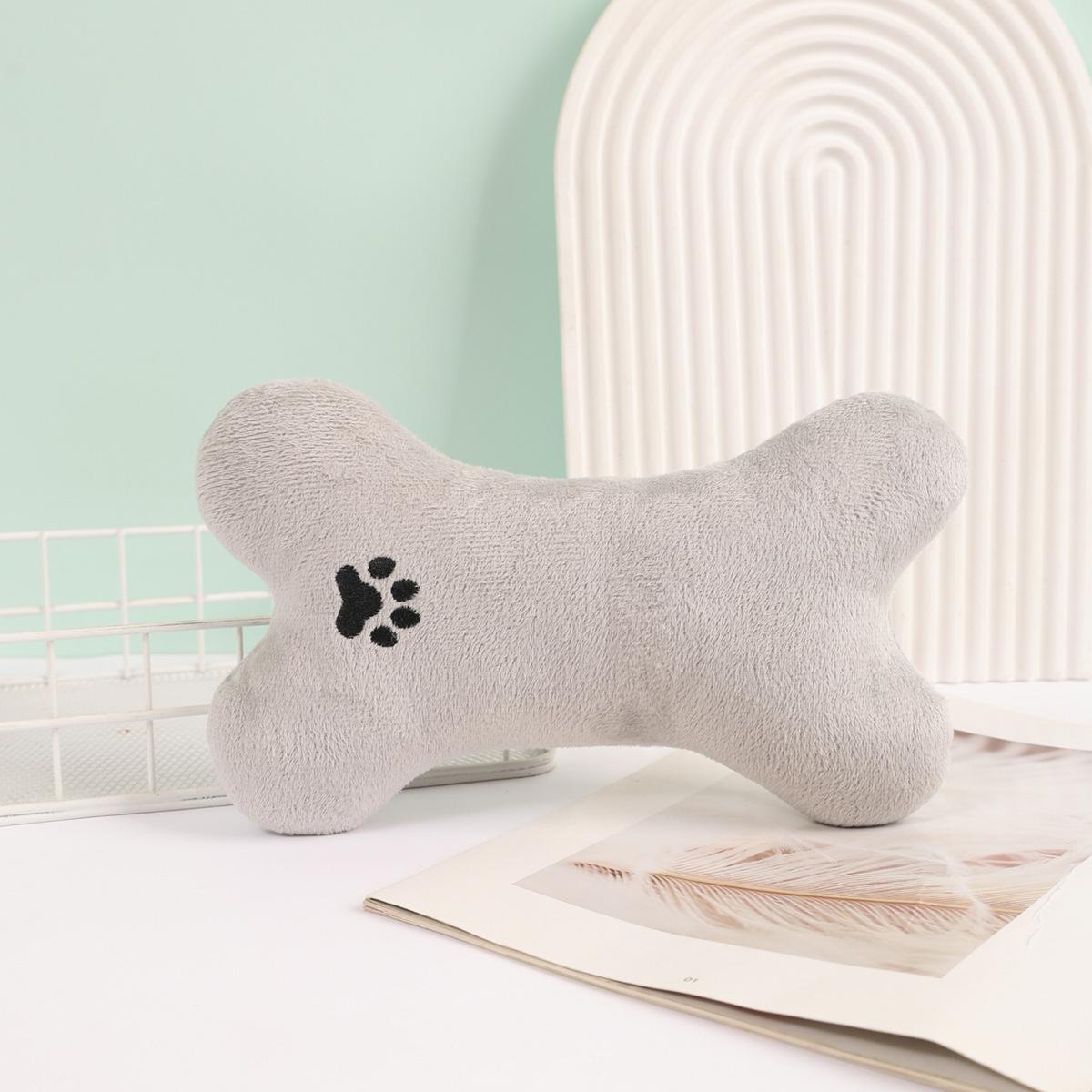 Bones-shaped Pet Pillow, Cat And Dog Bite-resistant Plush Toy, Dog Bite-biting Toy серый