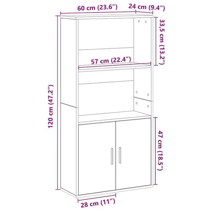 VidaXL Bibliothèque chêne noir 60x24x120 cm bois d'ingénierie, étagère à livres, support de rangement, support à livres, 860419