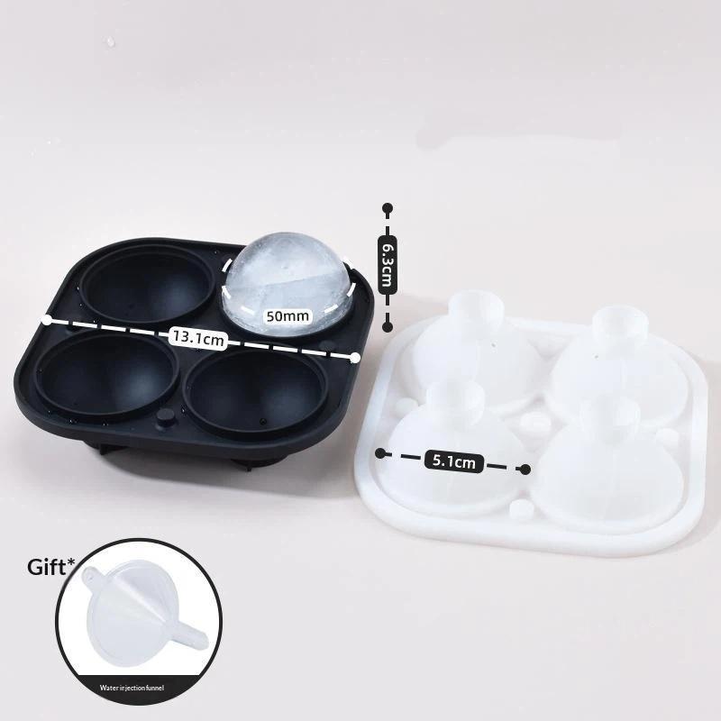 Large Silicone Ice Sphere Mold 4-Hole Food Grade Reusable Ice Cube Tray for Party  Cocktail Making A1