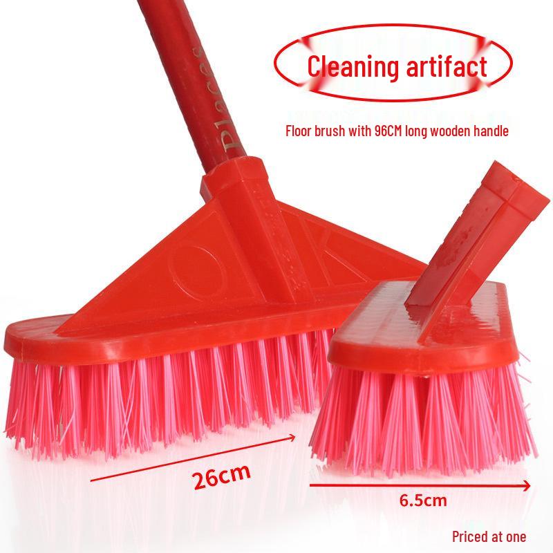 Durable Long-Handle Bathroom Corner Brush with Hard Bristles for Tile and Floor Cleaning
